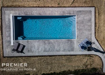 Fiberglass Pool with Stamped Concrete and Automatic Cover – Bellbrook, Ohio