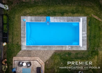 Fiberglass Pool, Paver Patio with Lights and Concrete Pool Deck – Franklin, Ohio