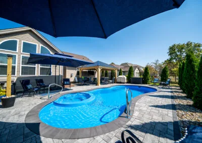 Fiberglass Pool with Patio and Pergola Installation – Vandalia, Ohio